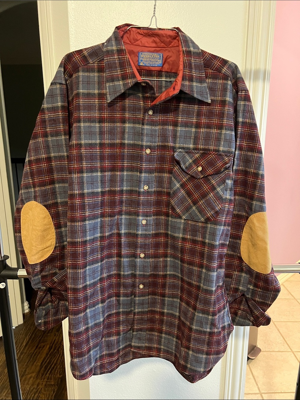 Pendleton Men's Plaid Button-Up Shirt Jacket - Red & Blue